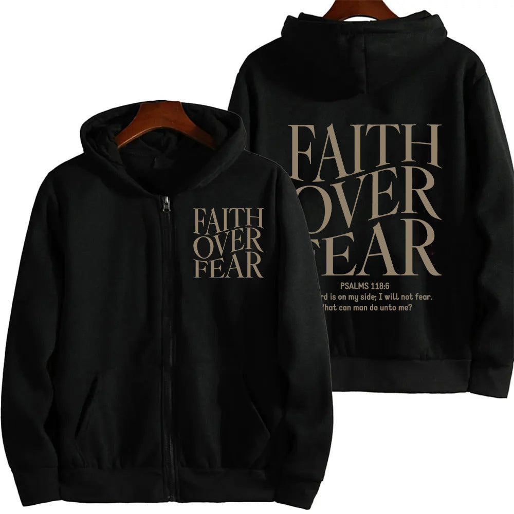 Faith Over Fear Christian Women's Zip-Up Hoodie Sweatshirt